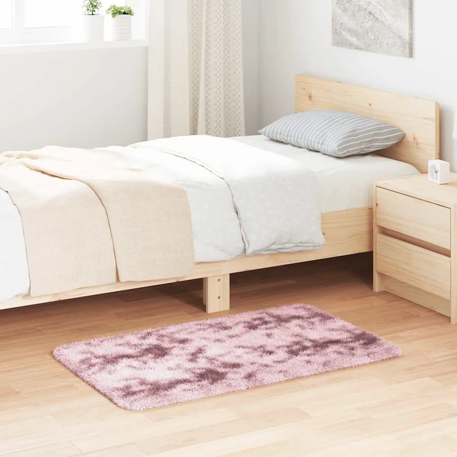 Tapis Shaggy à poils longs NAVARRA rose poudré 60x100 cm