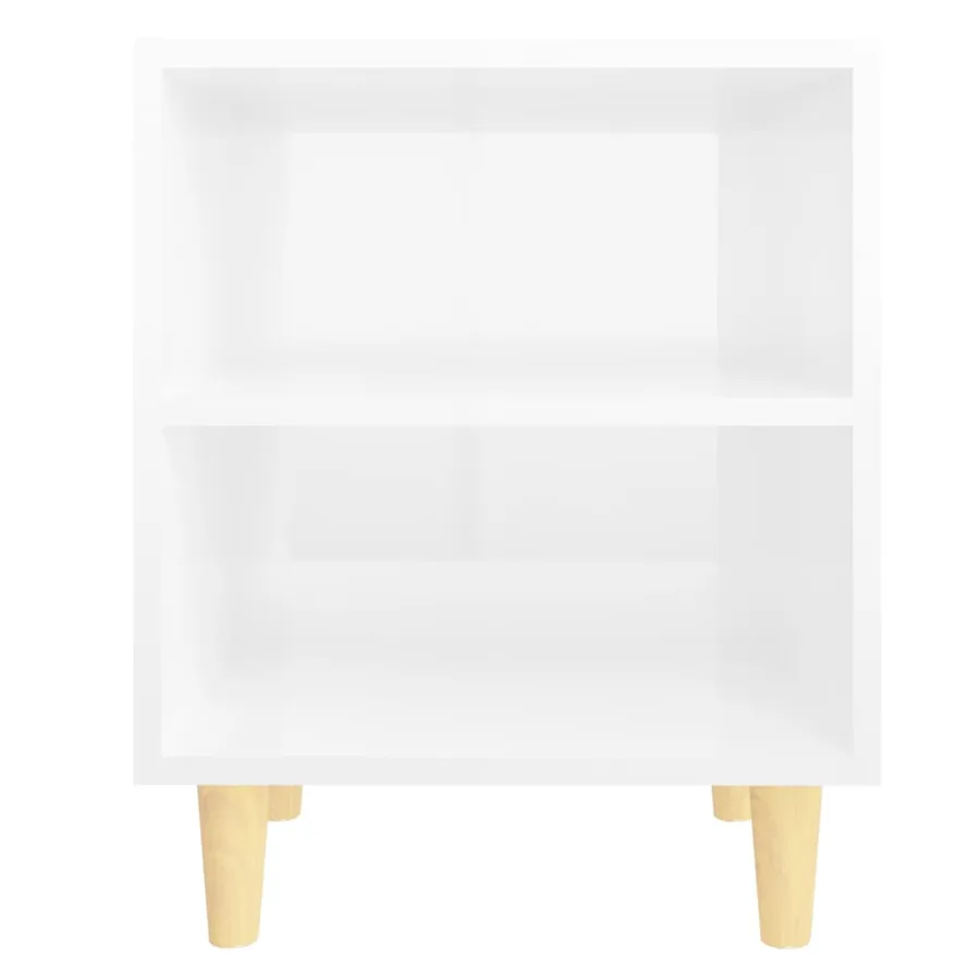 Tables de chevet pieds en bois 2 pcs Blanc brillant 40x30x50 cm - 4