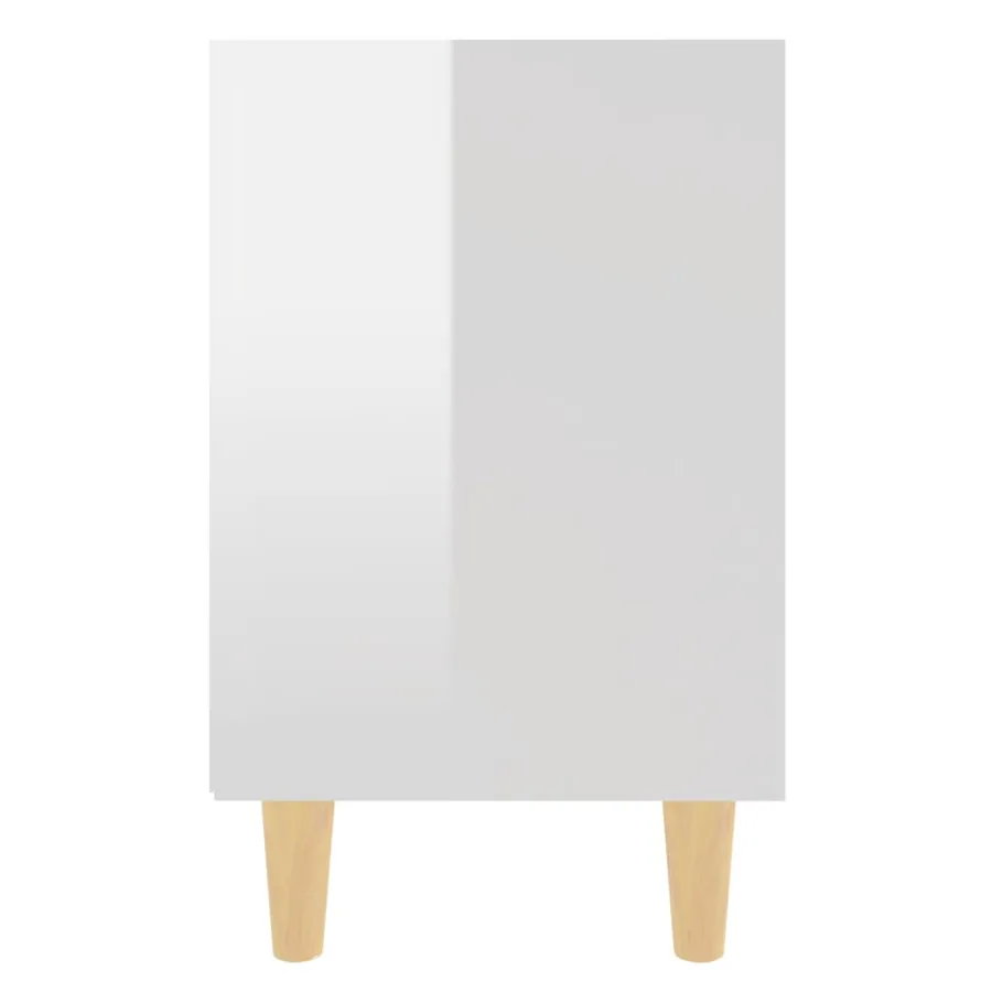 Tables de chevet pieds en bois 2 pcs Blanc brillant 40x30x50 cm - 5