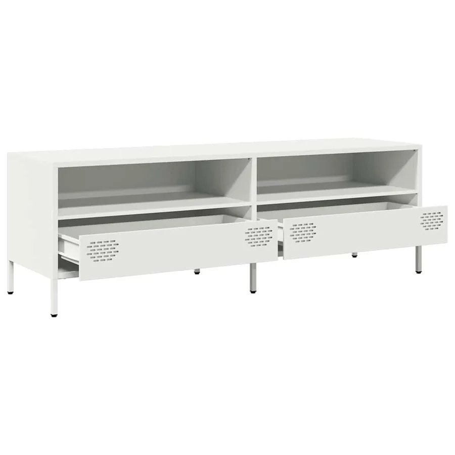 Meuble TV blanc 135x39x43,5 cm acier laminé à froid - 5