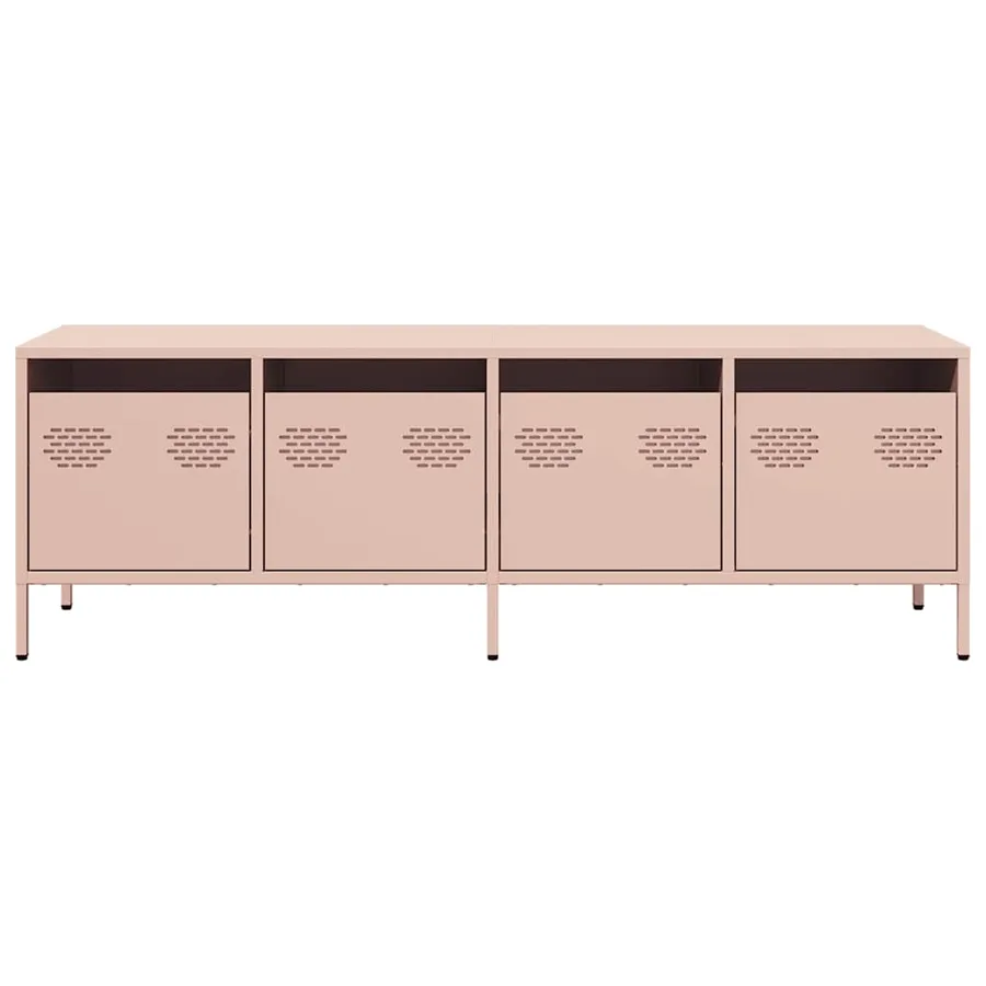 Meuble TV rose 135x39x43,5 cm acier laminé à froid - 4
