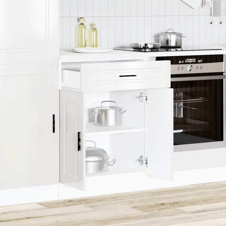 Armoire de cuisine Porto blanc brillant bois ingénierie - 3