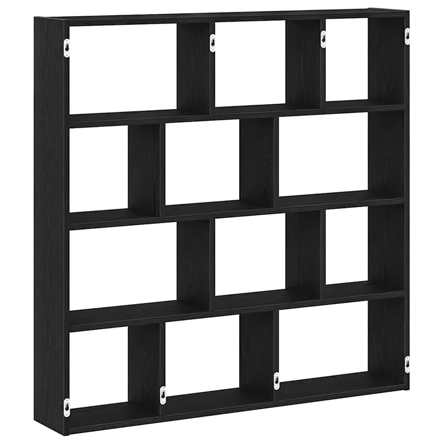 Étagère cube murale 12 compartiments noir bois d'ingénierie - 6
