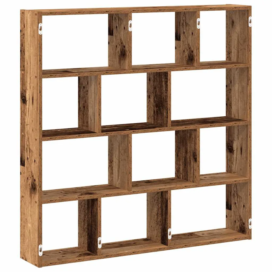 Étagère cube murale 12 compartiments vieux bois bois ingénierie - 2