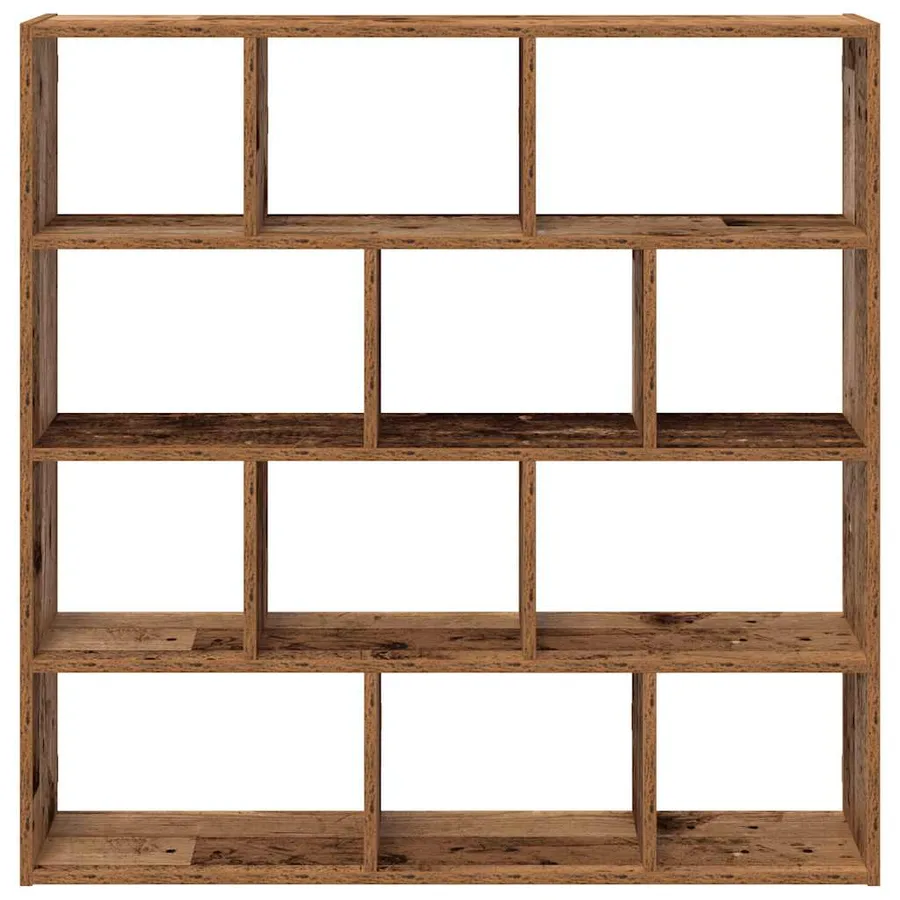Étagère cube murale 12 compartiments vieux bois bois ingénierie - 4