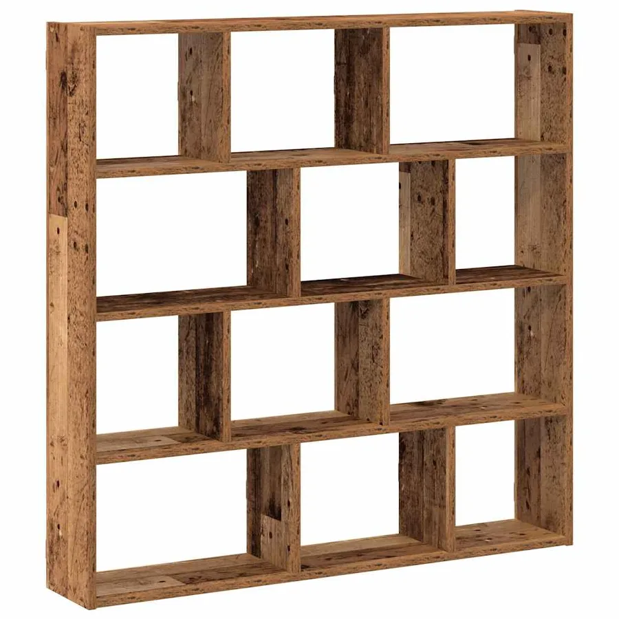 Étagère cube murale 12 compartiments vieux bois bois ingénierie - 6