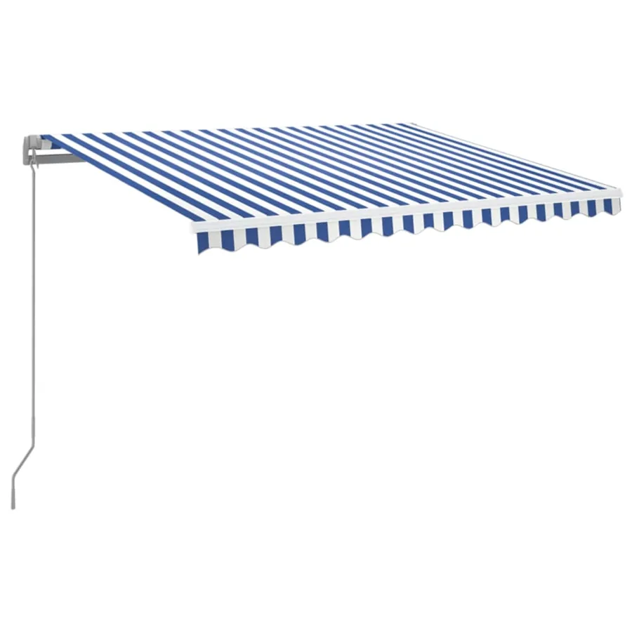 Auvent manuel rétractable avec LED 350x250 cm Bleu et blanc - 2