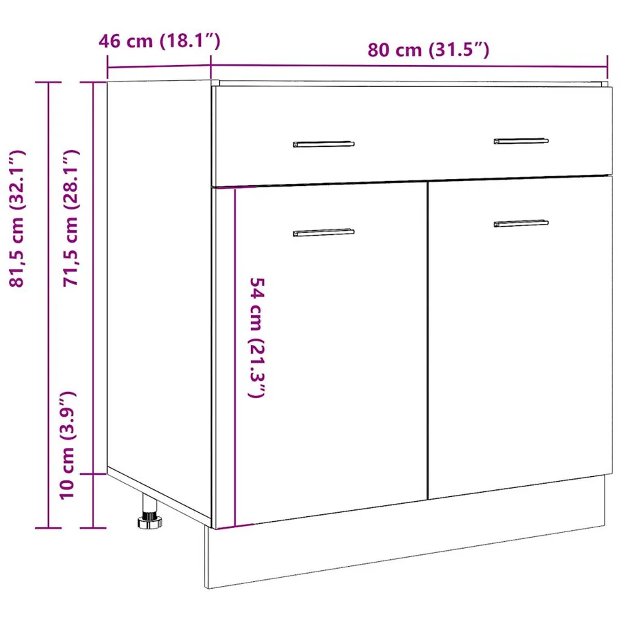 Armoire à tiroirs "Lyon" Chêne artisanal 80 x 46 x 81,5 cm Bois d'ingénierie - 11