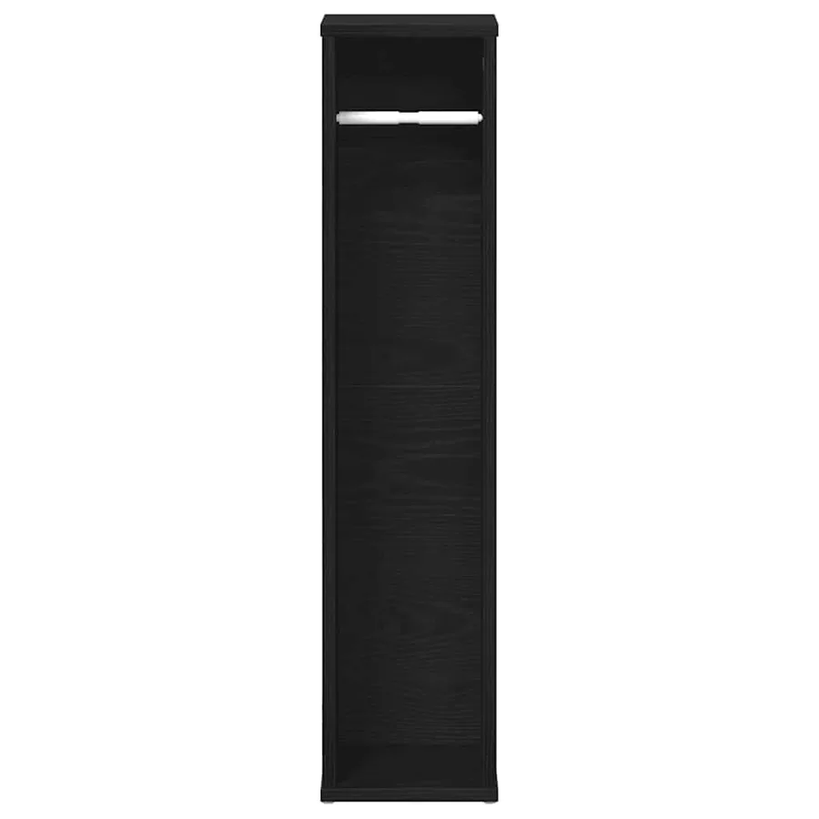 Meuble de salle de bain avec porte-rouleau noir 20,5x20x90 cm - 4