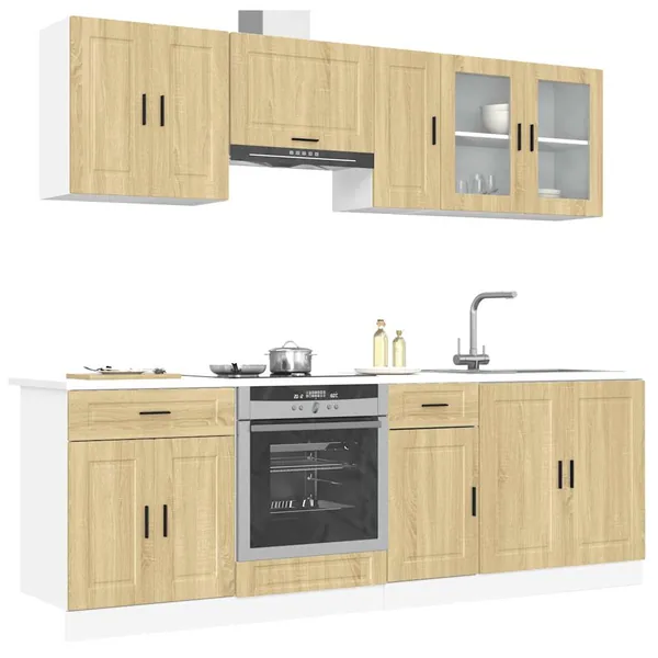 Ensemble de 8 meubles de cuisine "Porto" en chêne Sonoma