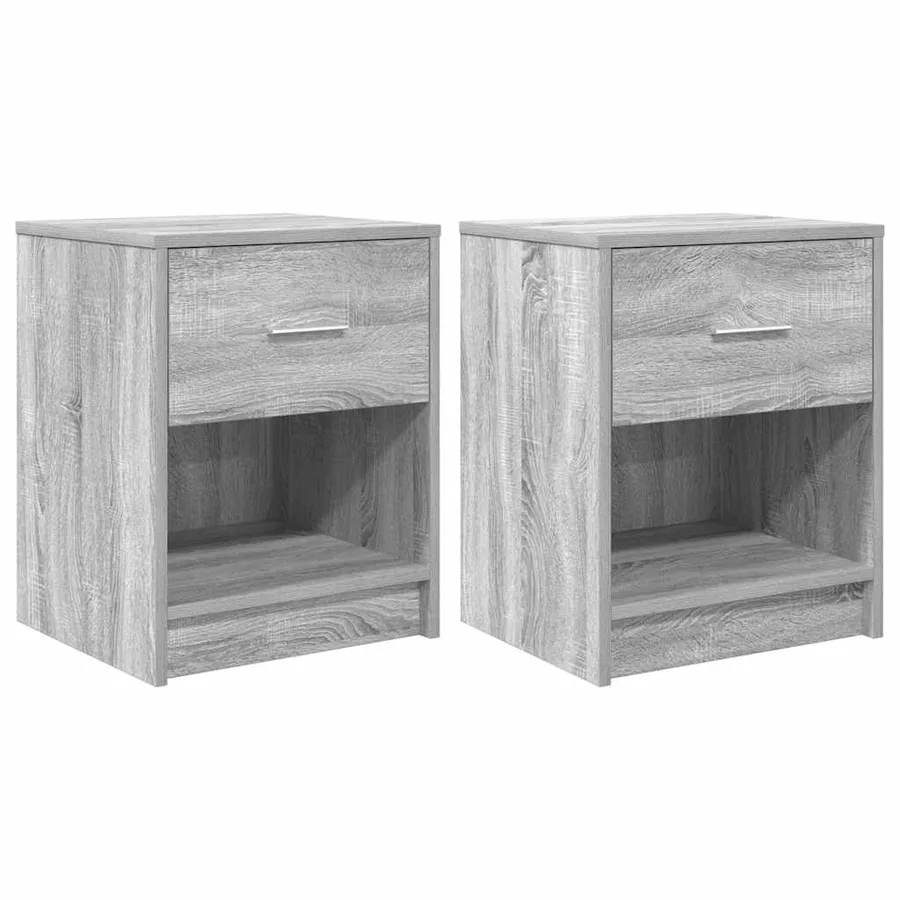 Tables de chevet 2 pcs avec tiroir Gris Sonoma 40x34x50 cm - 2