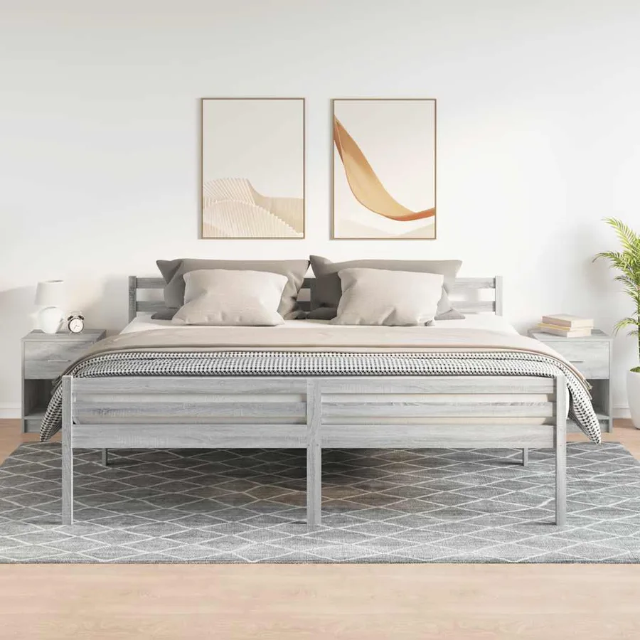 Tables de chevet 2 pcs avec tiroir Gris Sonoma 40x34x50 cm - 3