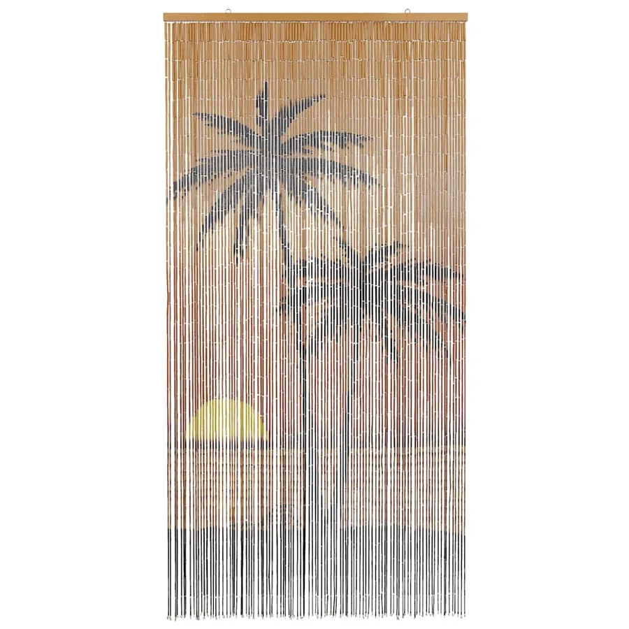 Rideau anti-insectes imprimé palmier 100x200 cm bambou - 3