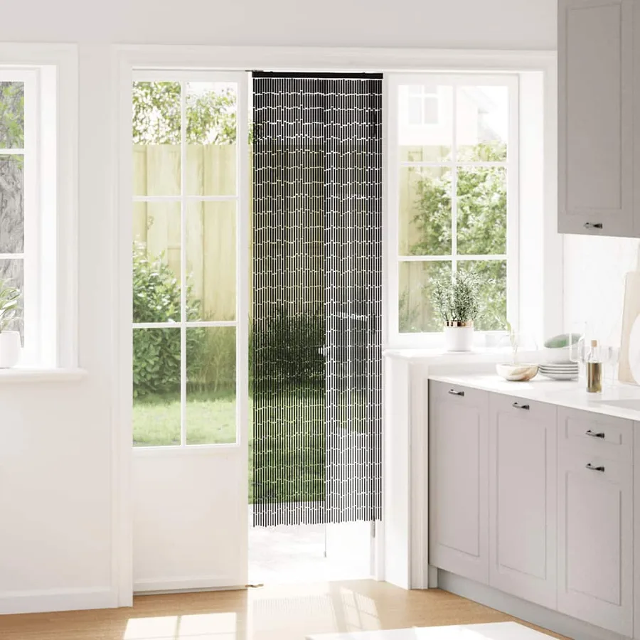 Rideau anti-insectes gris foncé 56 x 185 cm bambou - 2