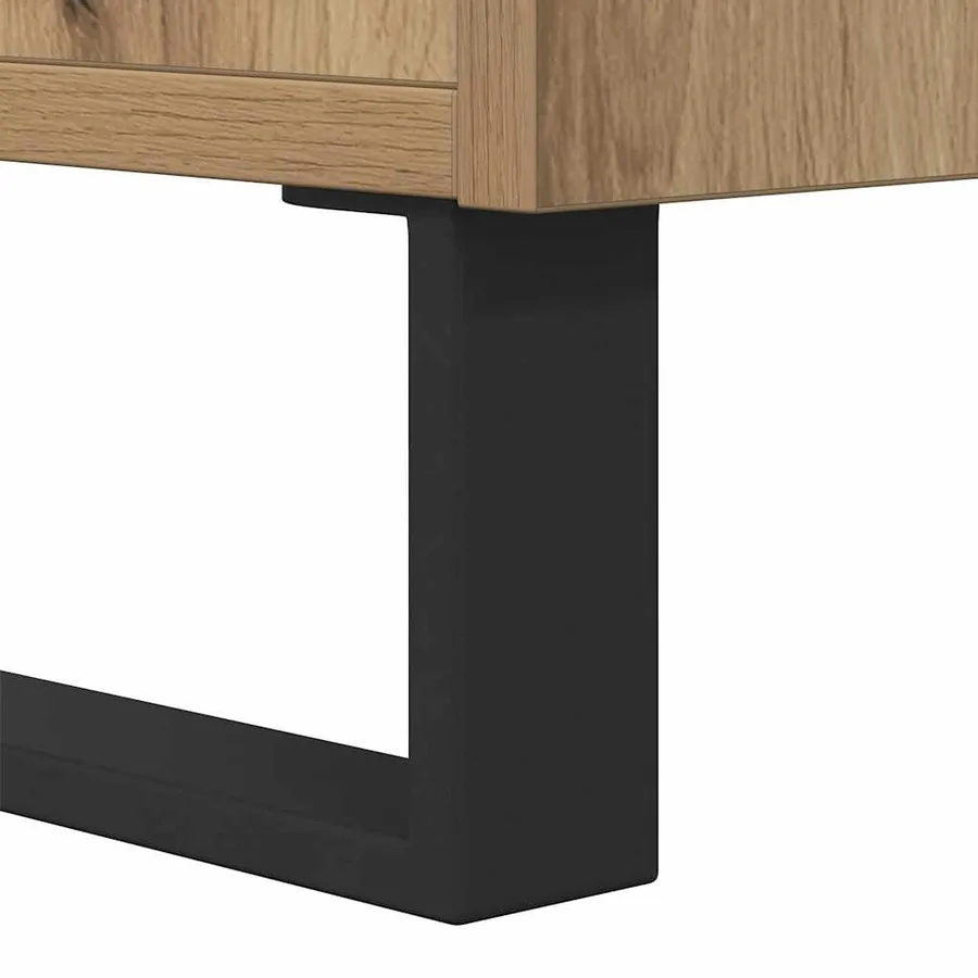 Meuble TV chêne artisanal 100x35x55 cm bois d'ingénierie - 9