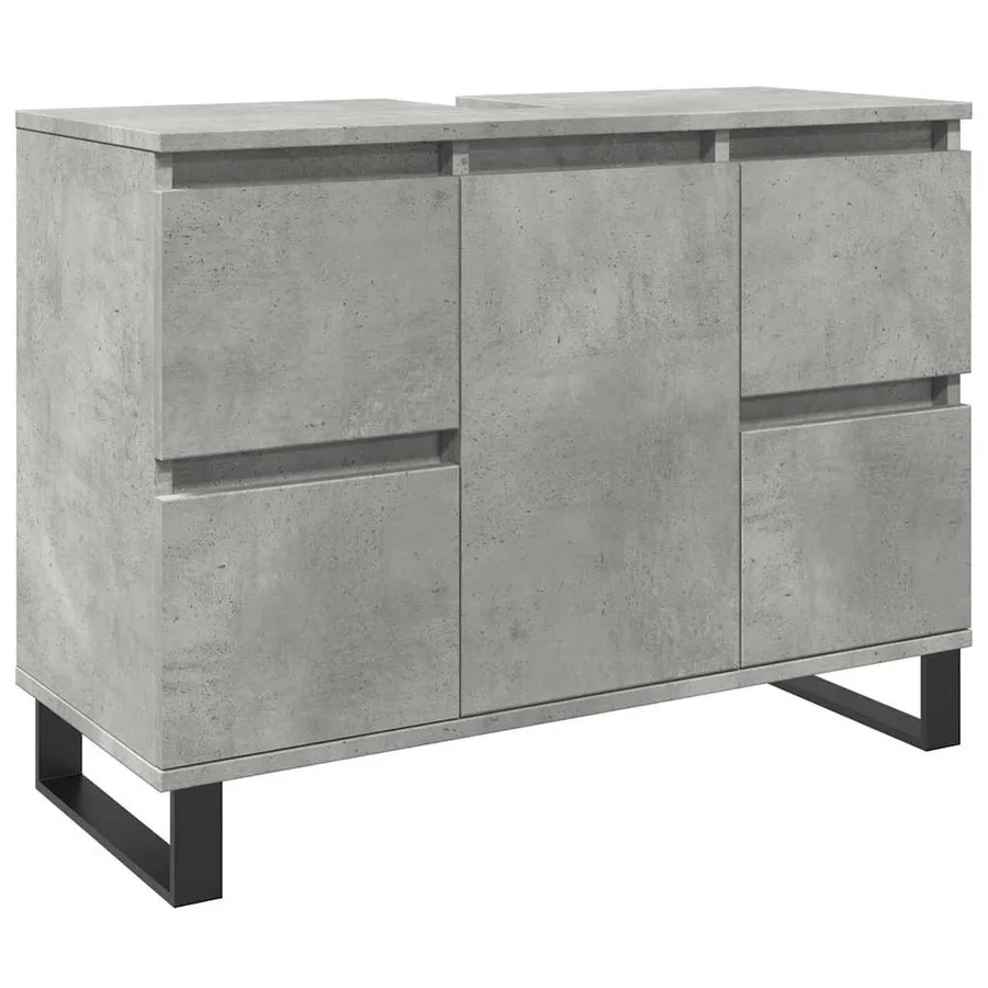 Armoire de lavabo salle de bain gris béton 80x33x60 cm - 2