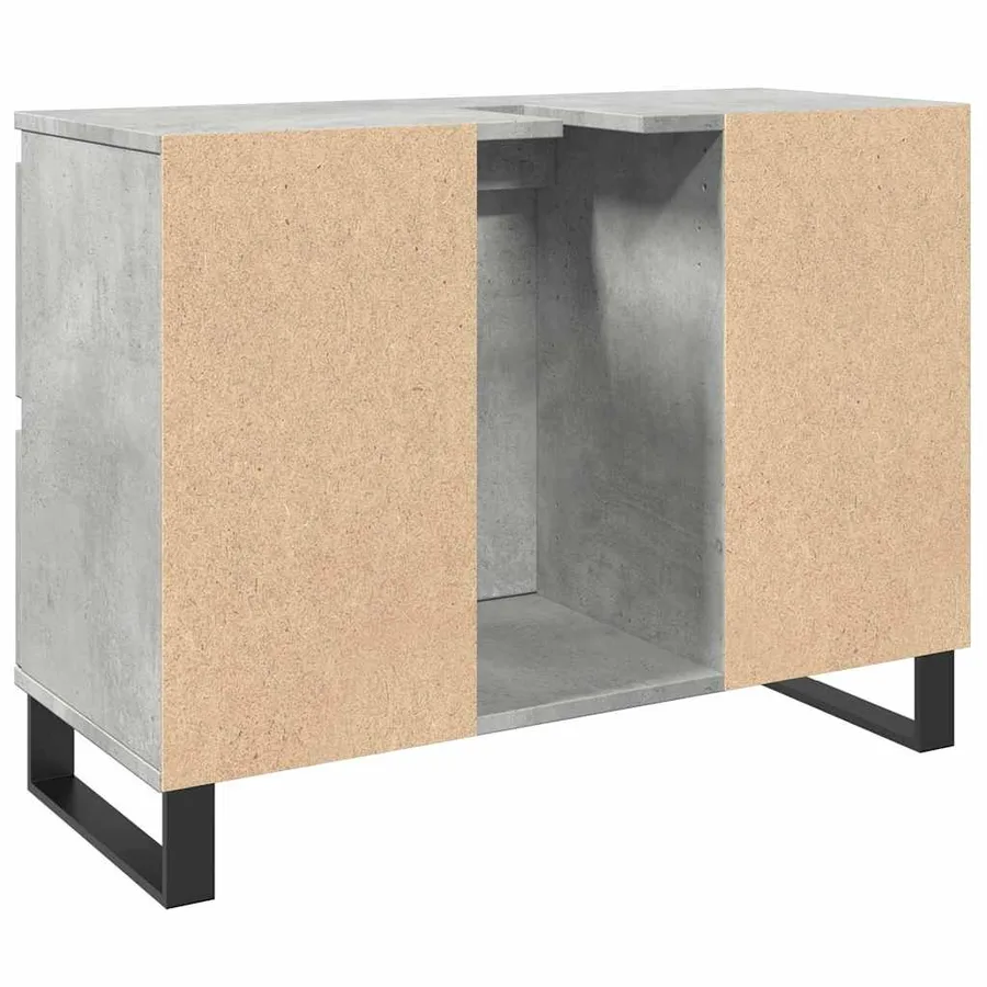 Armoire de lavabo salle de bain gris béton 80x33x60 cm - 6