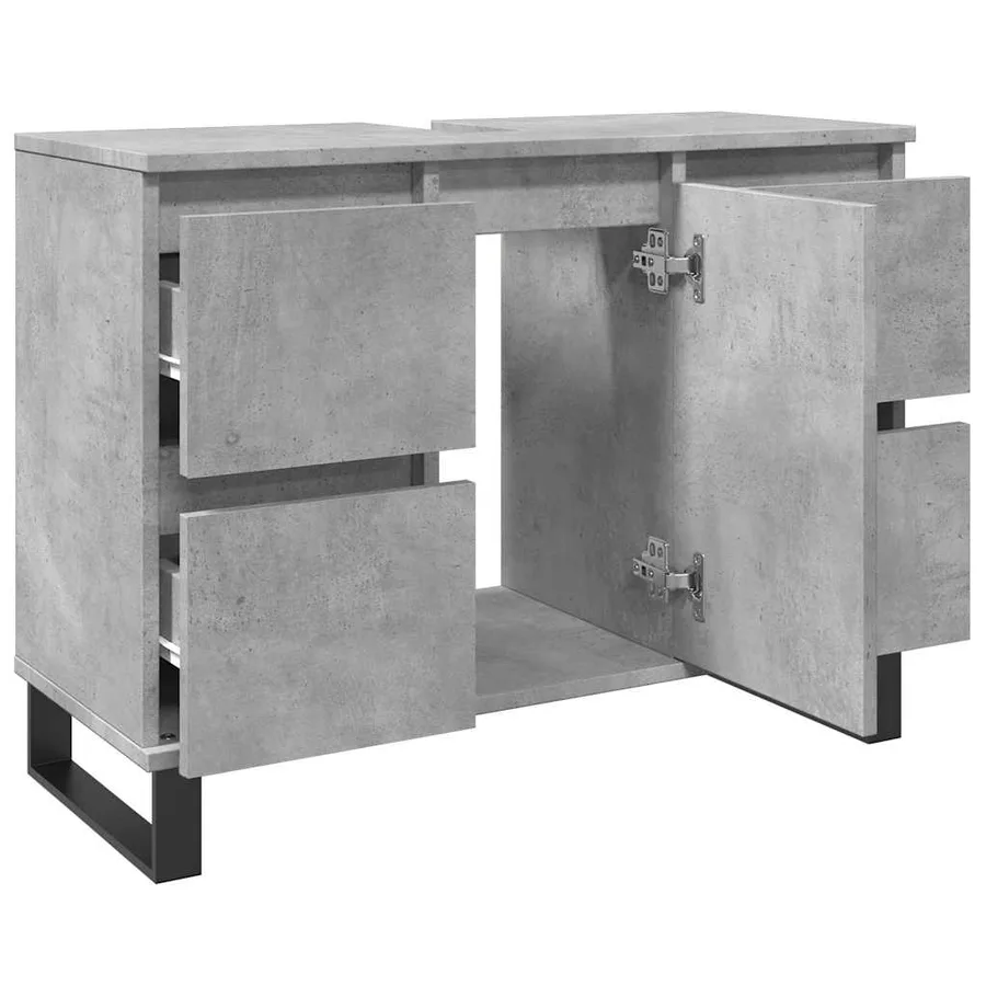 Armoire de lavabo salle de bain gris béton 80x33x60 cm - 8