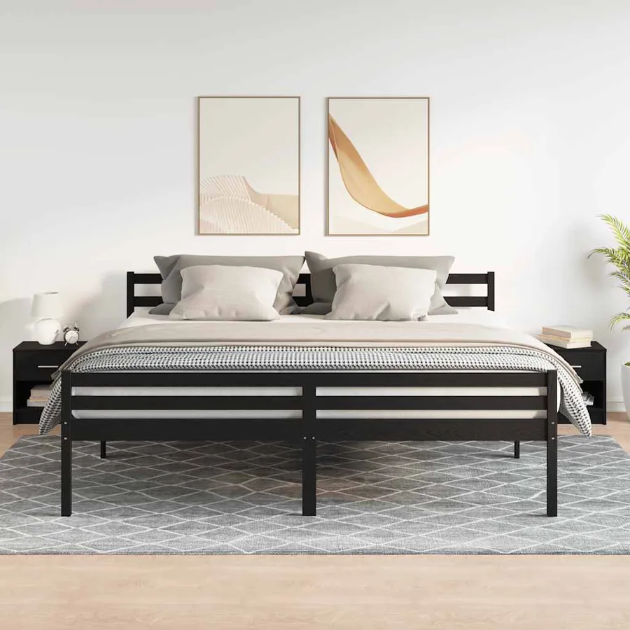 Tables de chevet 2 pcs avec tiroir Noir 39x28x41 cm