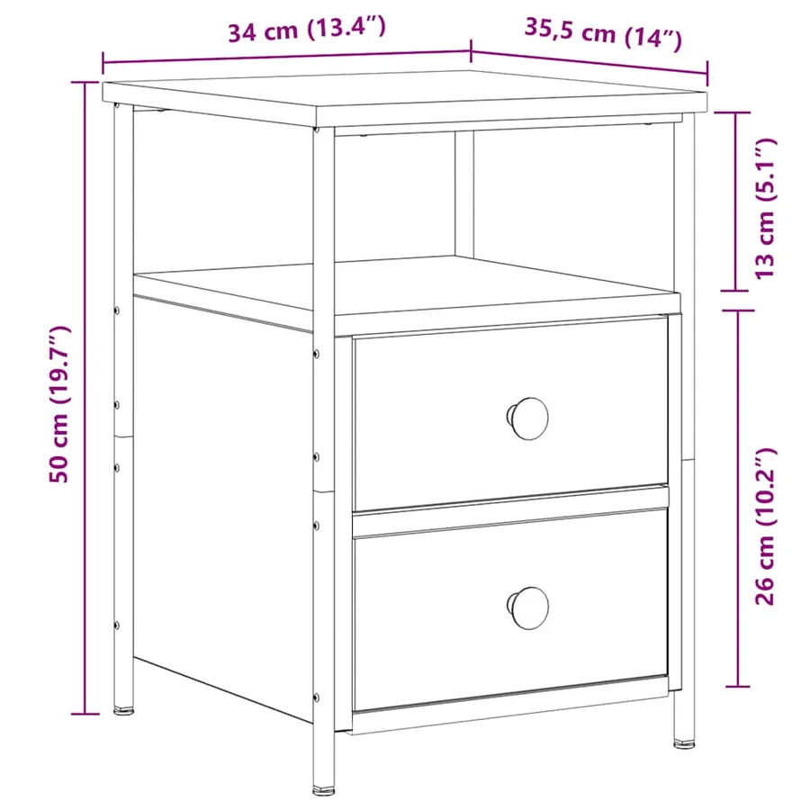 Tables de chevet 2 pcs chêne artisanal bois d'ingénierie - 11