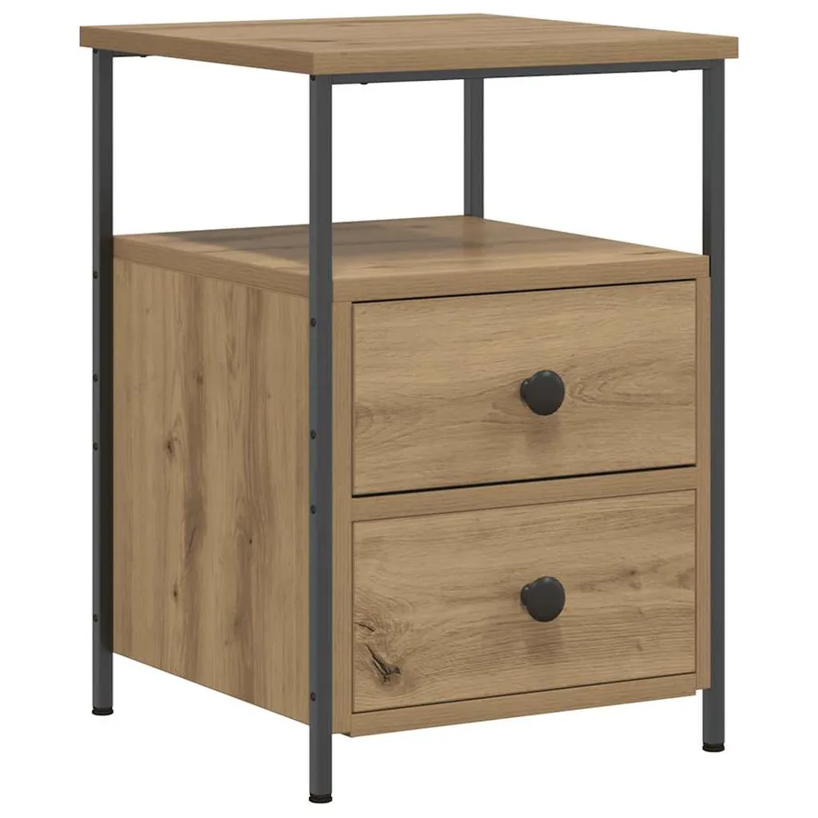 Tables de chevet 2 pcs chêne artisanal bois d'ingénierie - 5