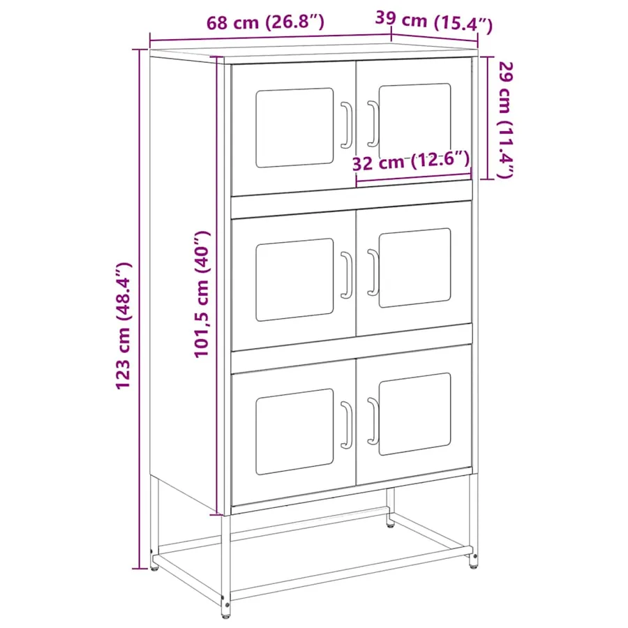 Buffet haut vert olive 68x39x123 cm acier - 13