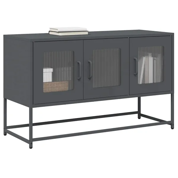 Meuble TV anthracite 100,5x39x60,5 cm acier laminé à froid