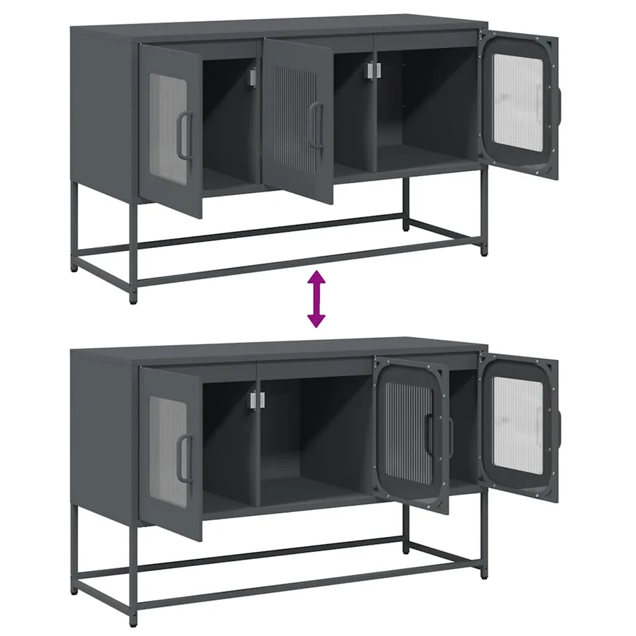 Meuble TV anthracite 100,5x39x60,5 cm acier laminé à froid - 10
