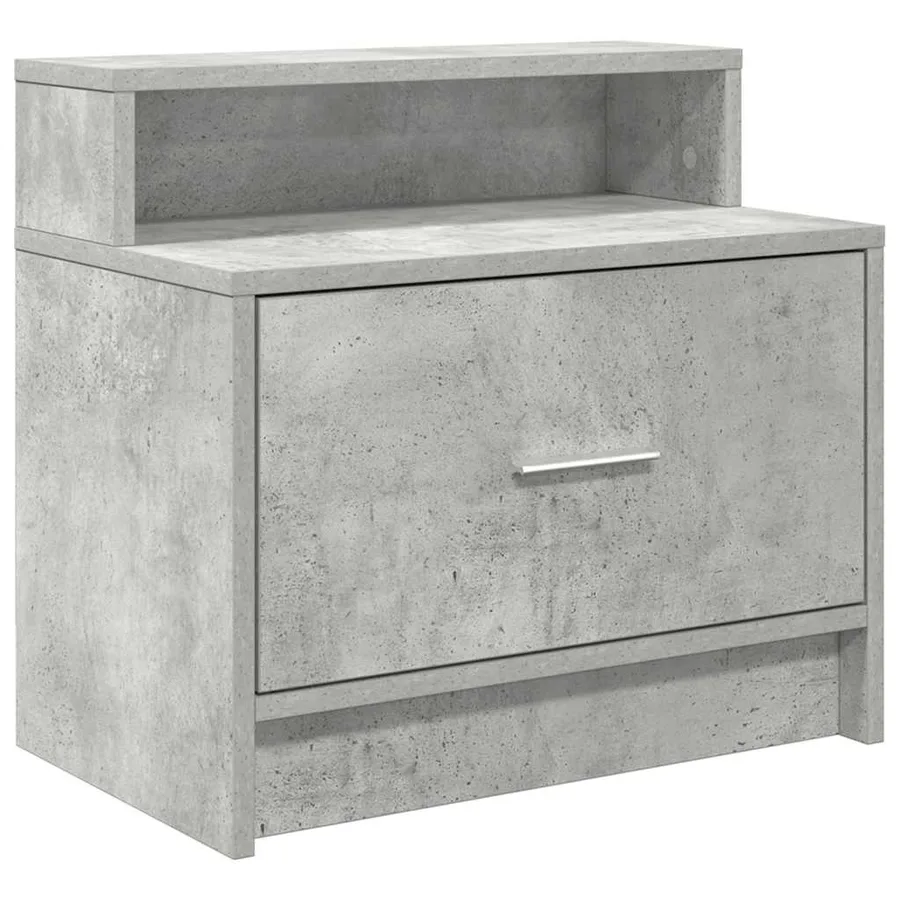 Table de chevet avec tiroir gris béton 51x31x47 cm - 2