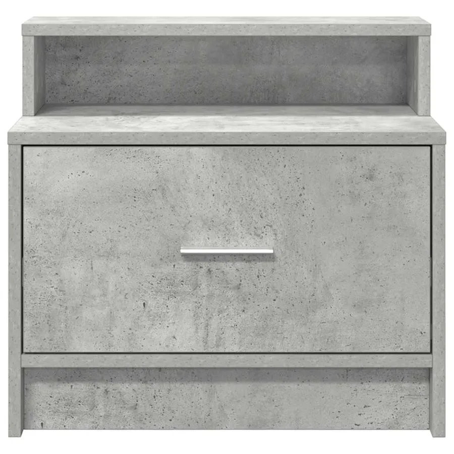 Table de chevet avec tiroir gris béton 51x31x47 cm - 4