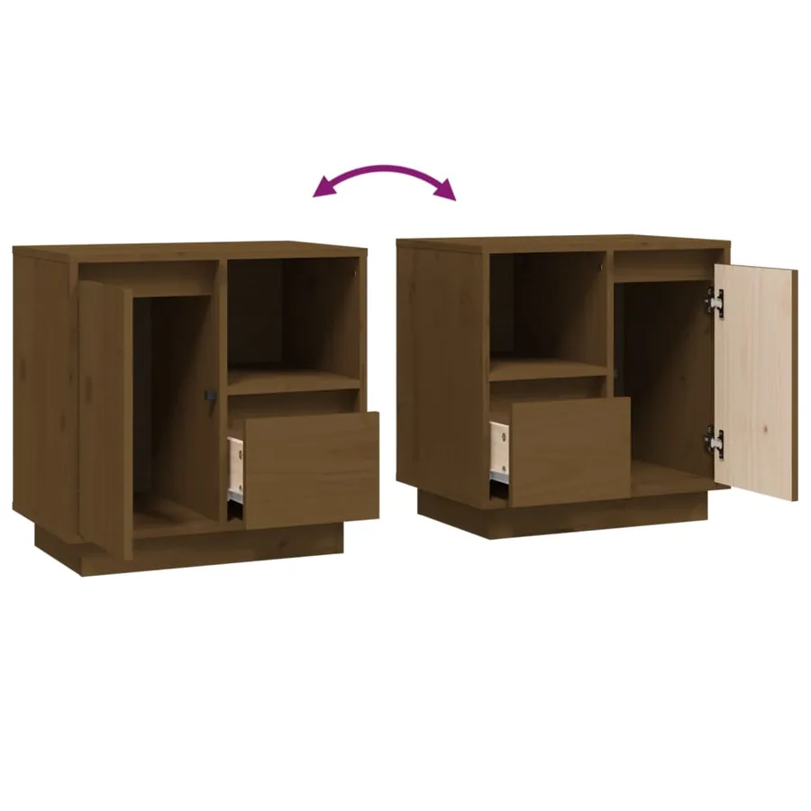 Tables de chevet 2pcs Marron miel 50x34x50cm Bois de pin massif - 10