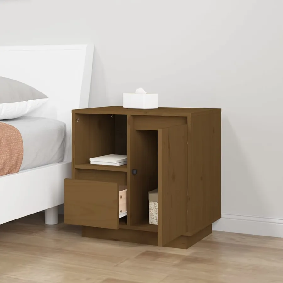 Tables de chevet 2pcs Marron miel 50x34x50cm Bois de pin massif - 4