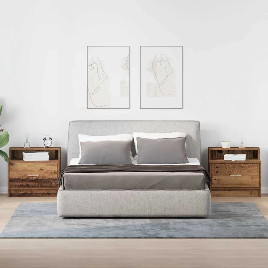 Tables de chevet avec tiroir 2 pcs vieux bois 51x31x47 cm - 3