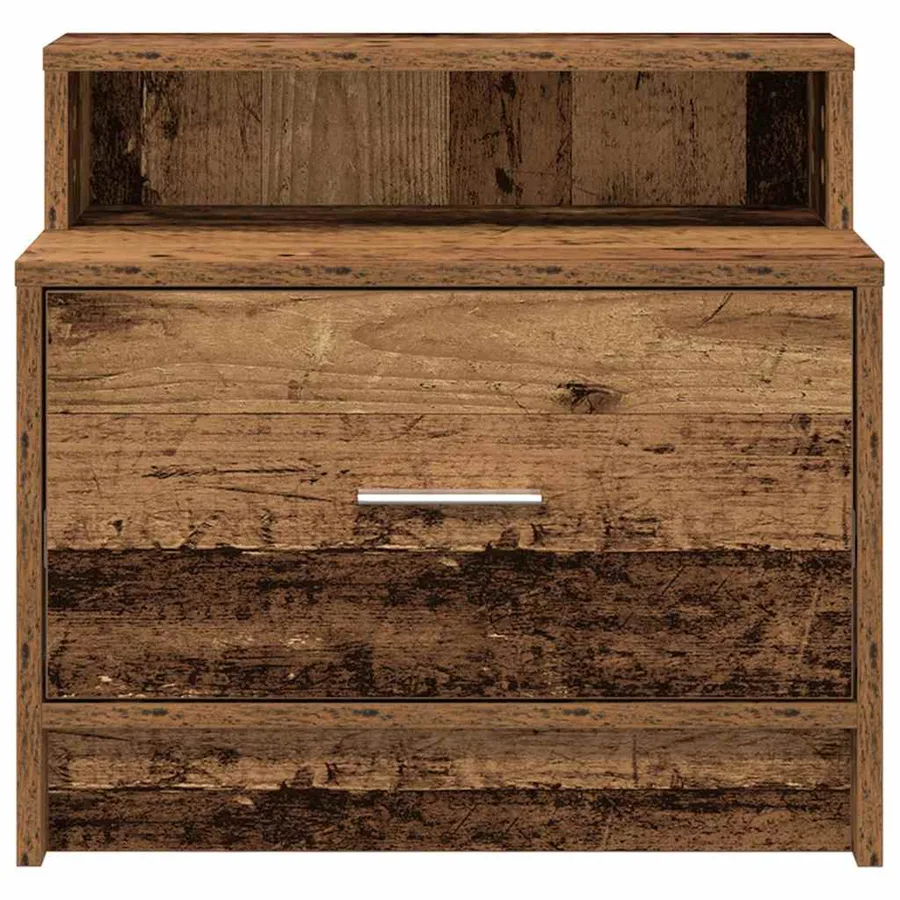 Tables de chevet avec tiroir 2 pcs vieux bois 51x31x47 cm - 4
