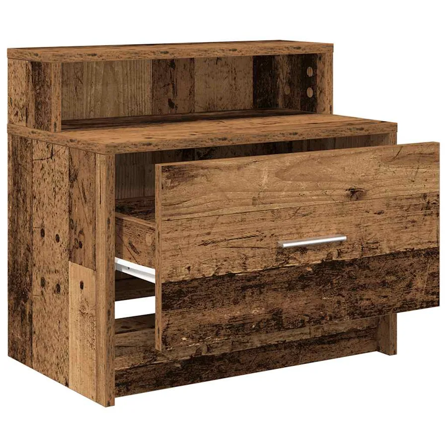 Tables de chevet avec tiroir 2 pcs vieux bois 51x31x47 cm - 5