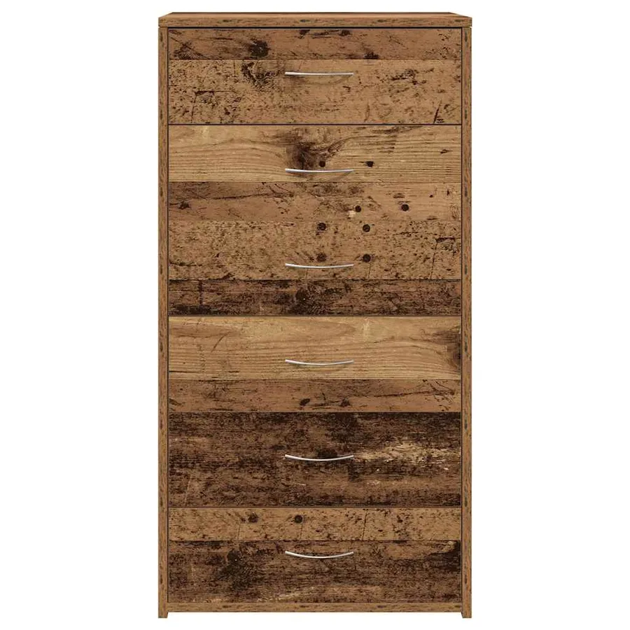 Buffet avec 6 tiroirs vieux bois 50x34x96 cm bois d'ingénierie - 4