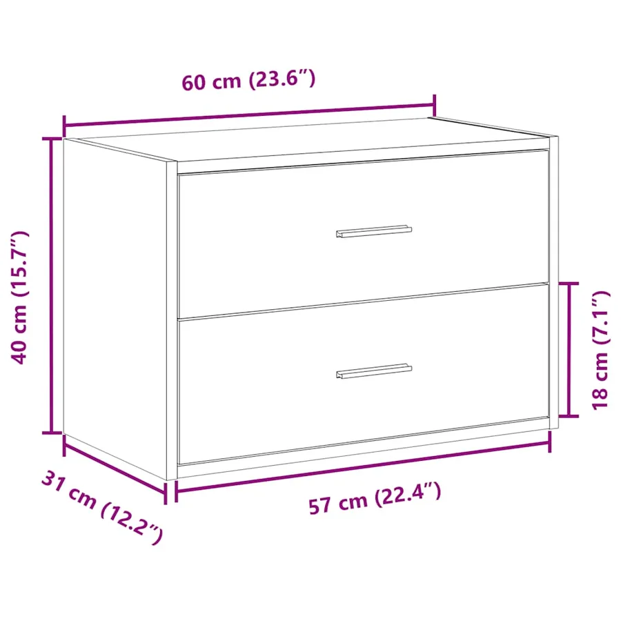 Armoire avec 2 tiroirs chêne artisanal bois d'ingénierie - 10