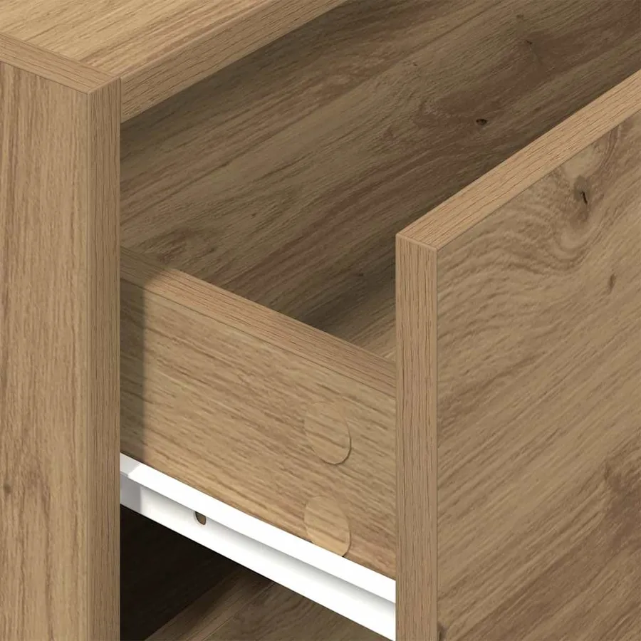 Armoire avec 2 tiroirs chêne artisanal bois d'ingénierie - 8
