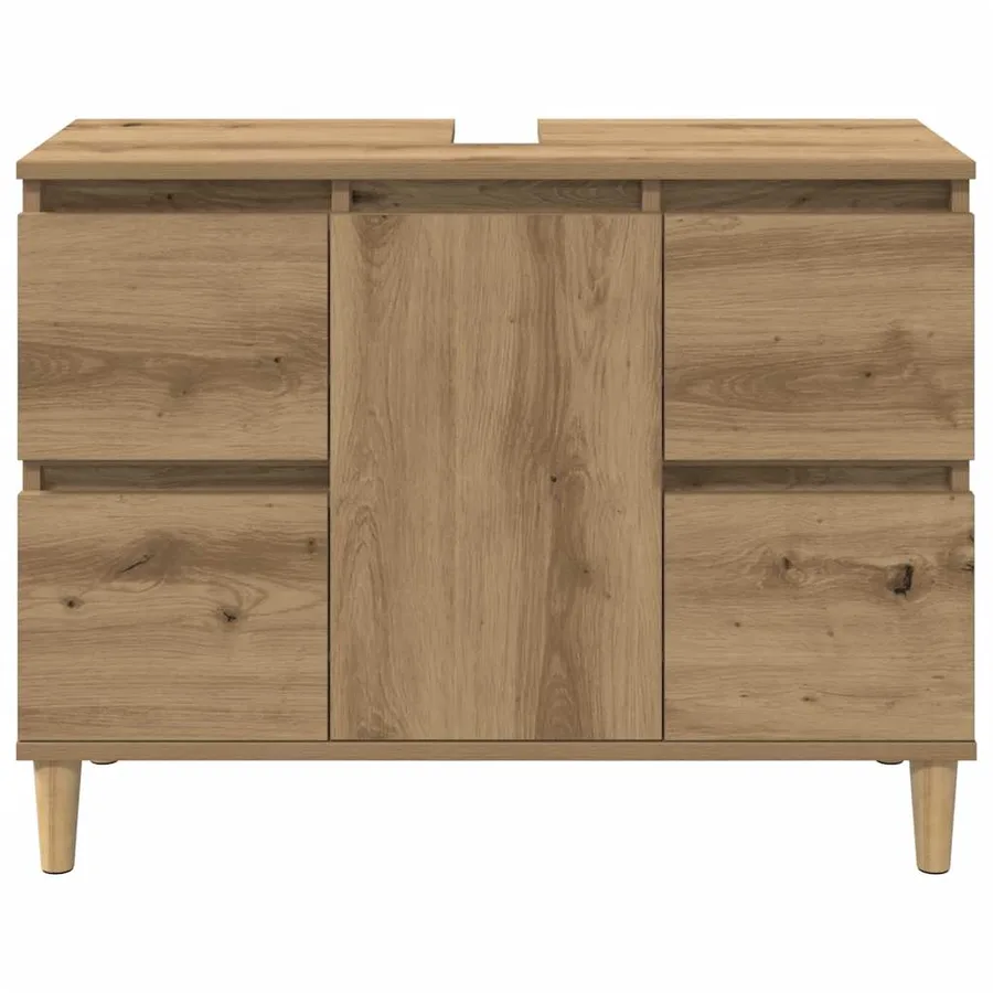 Armoire d'évier chêne artisanal 80x33x60 cm bois d'ingénierie - 4
