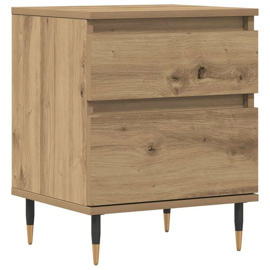 Table de chevet chêne artisanal 40x35x50 cm bois d’ingénierie - 2
