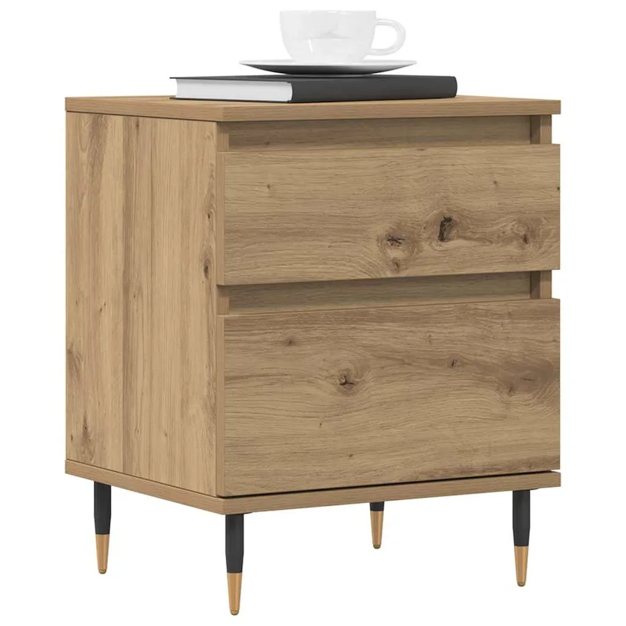Table de chevet chêne artisanal 40x35x50 cm bois d’ingénierie - 3