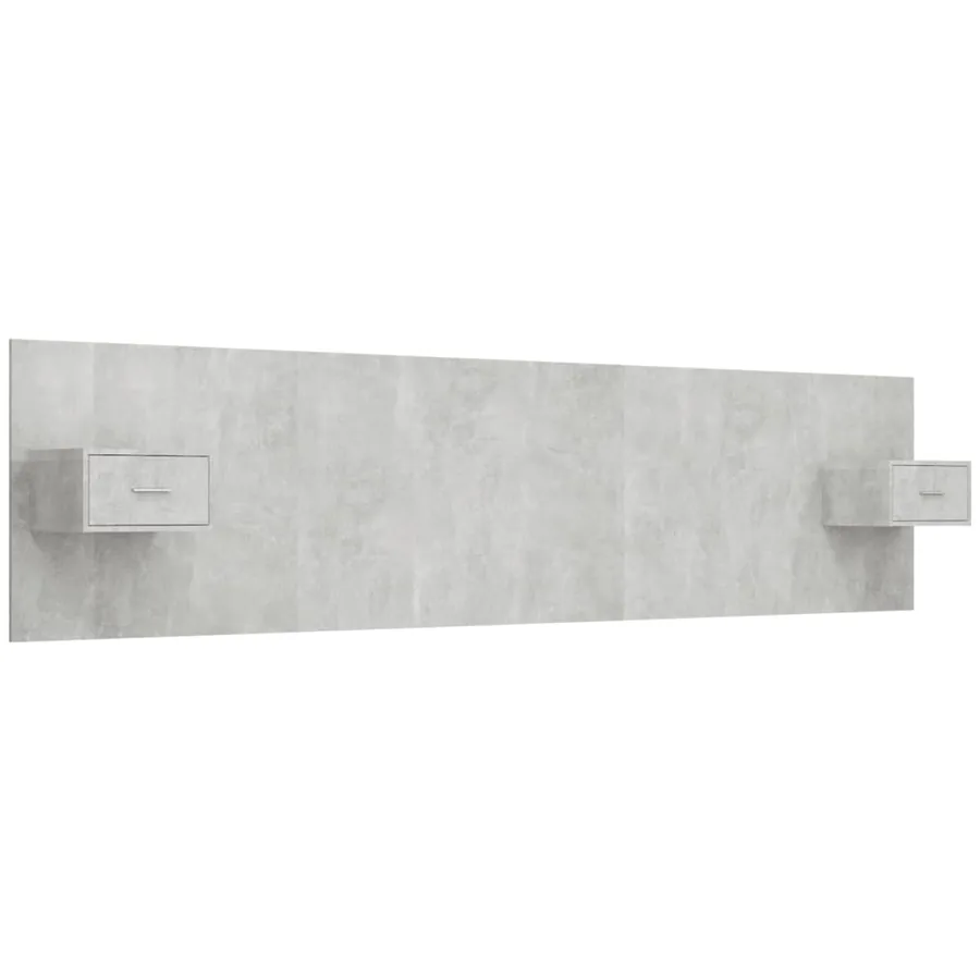 Tête de lit avec armoires Gris béton Bois d'ingénierie - 2