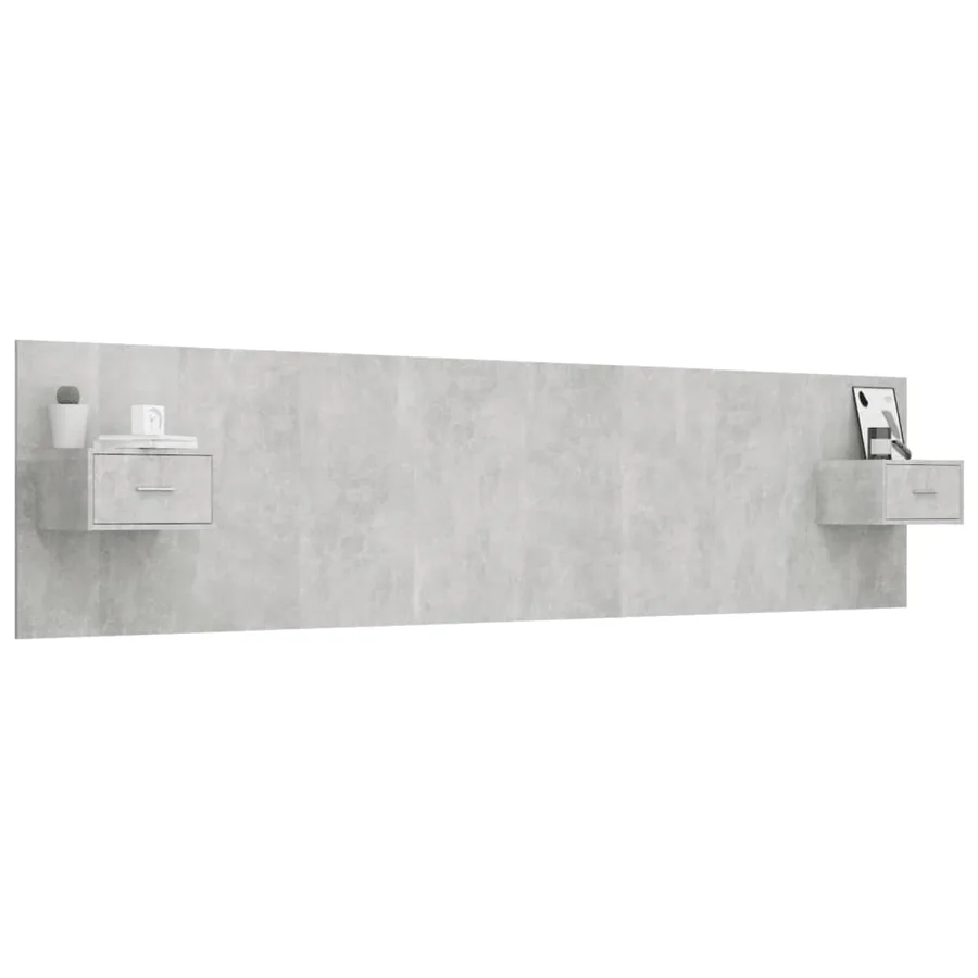 Tête de lit avec armoires Gris béton Bois d'ingénierie - 3