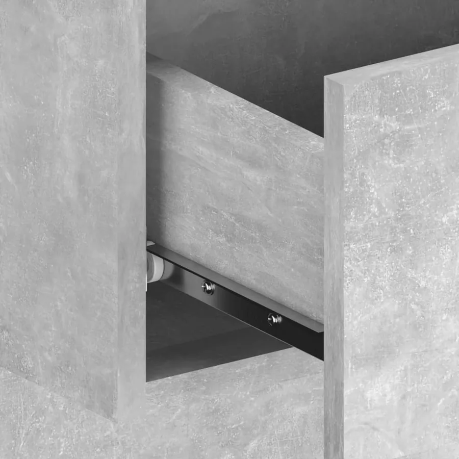 Tête de lit avec armoires Gris béton Bois d'ingénierie - 6