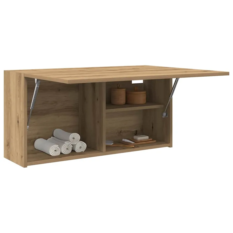 Armoire murale de bain chêne artisanal bois d'ingénierie - 4