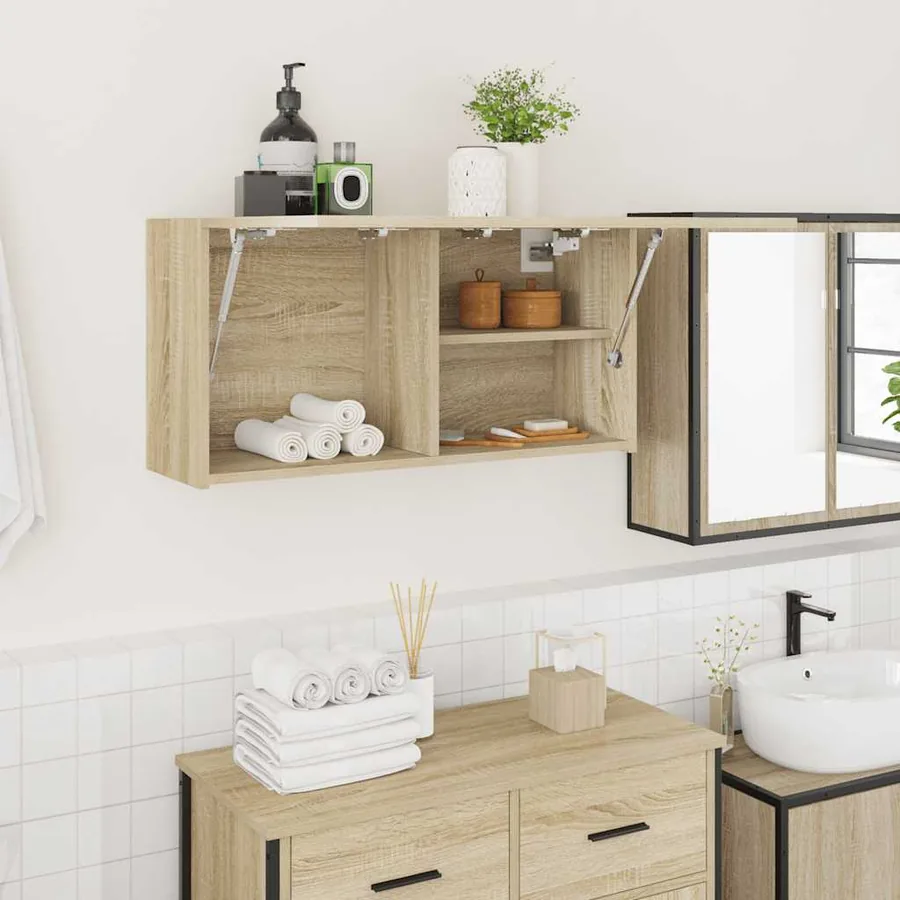Armoire murale de bain chêne sonoma 80x25x40 cm bois ingénierie