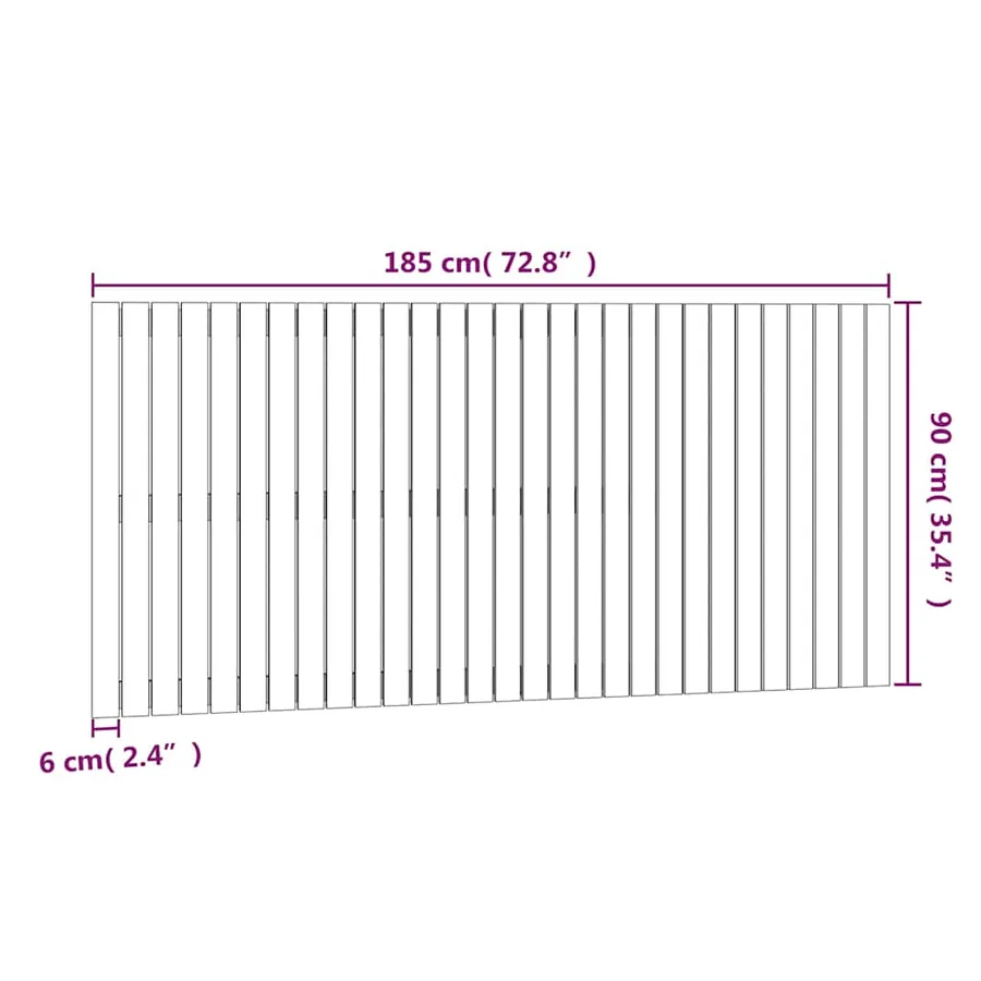 Tête de lit murale Gris 185x3x90 cm Bois massif de pin - 8