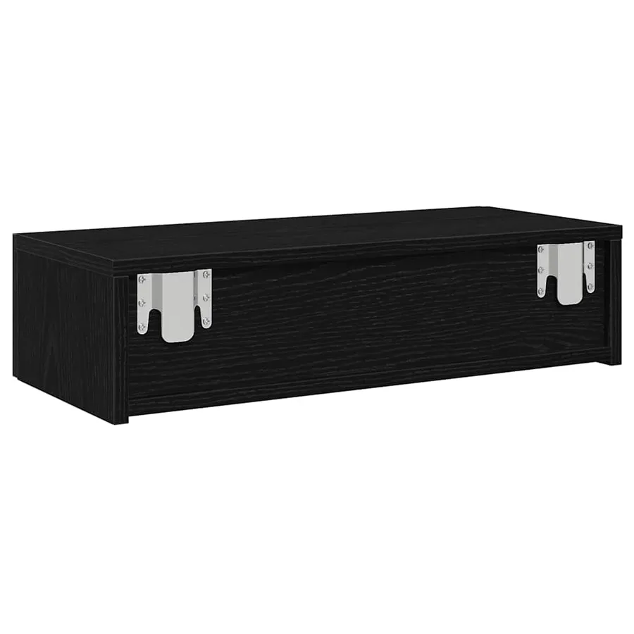 Étagère murale avec tiroirs noir 60x26,5x15cm bois d'ingénierie - 6