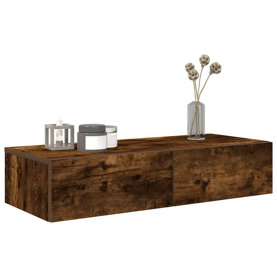 Étagère murale avec tiroirs chêne fumé bois d'ingénierie - 3