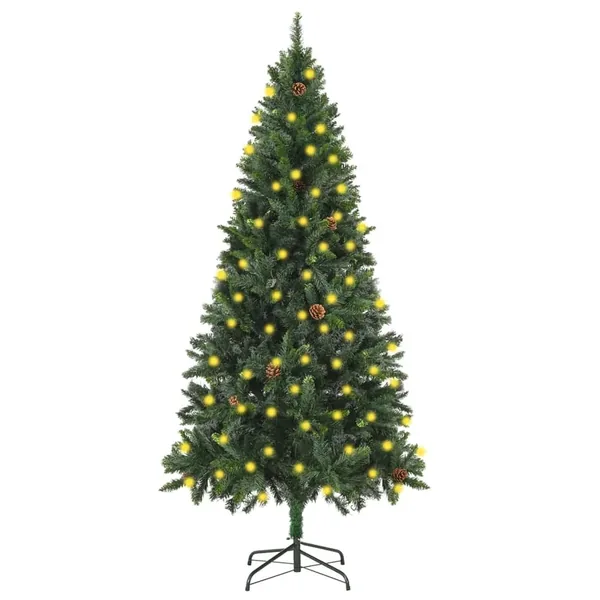Arbre de Noël artificiel pré-éclairé pommes de pin vert 180 cm
